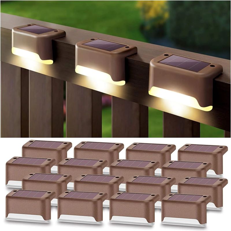 Solar Deck Lights for Outdoor Deck, Railing, Stairs, Yard and Pario (W