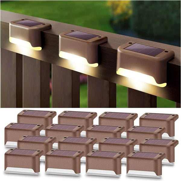 Solar Deck Lights for Outdoor Deck, Railing, Stairs, Yard and Pario (Warm White)